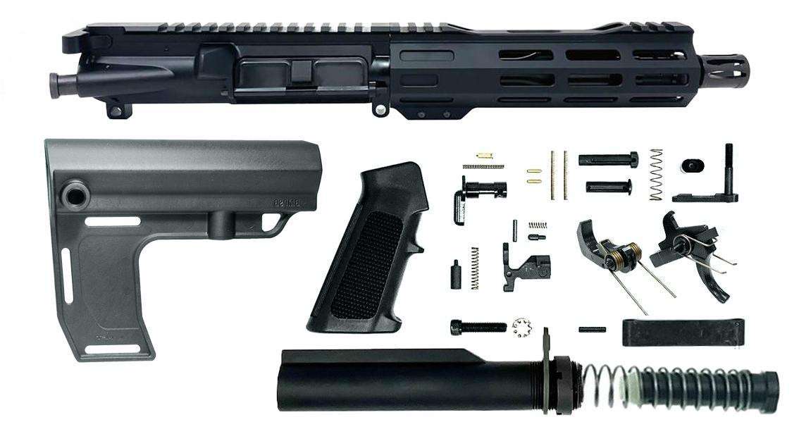 pistol build kit 5.56 | 7.5" complete upper receiver w/flash can| mf stabilizer | ts lpk pistol build kit 5.56 | 7.5" complete upper receiver w/flash can| mf stabilizer | ts lpk